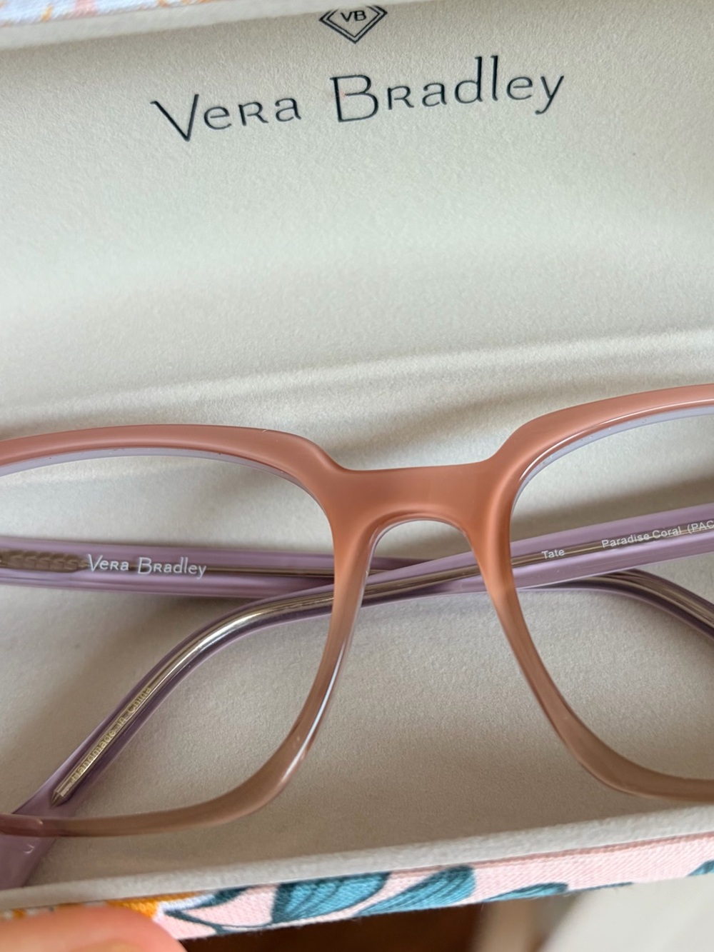 Vera Bradley TATE Women's Eyeglass Frames w/Case! Paradise Coral EUC Mauve Blush
